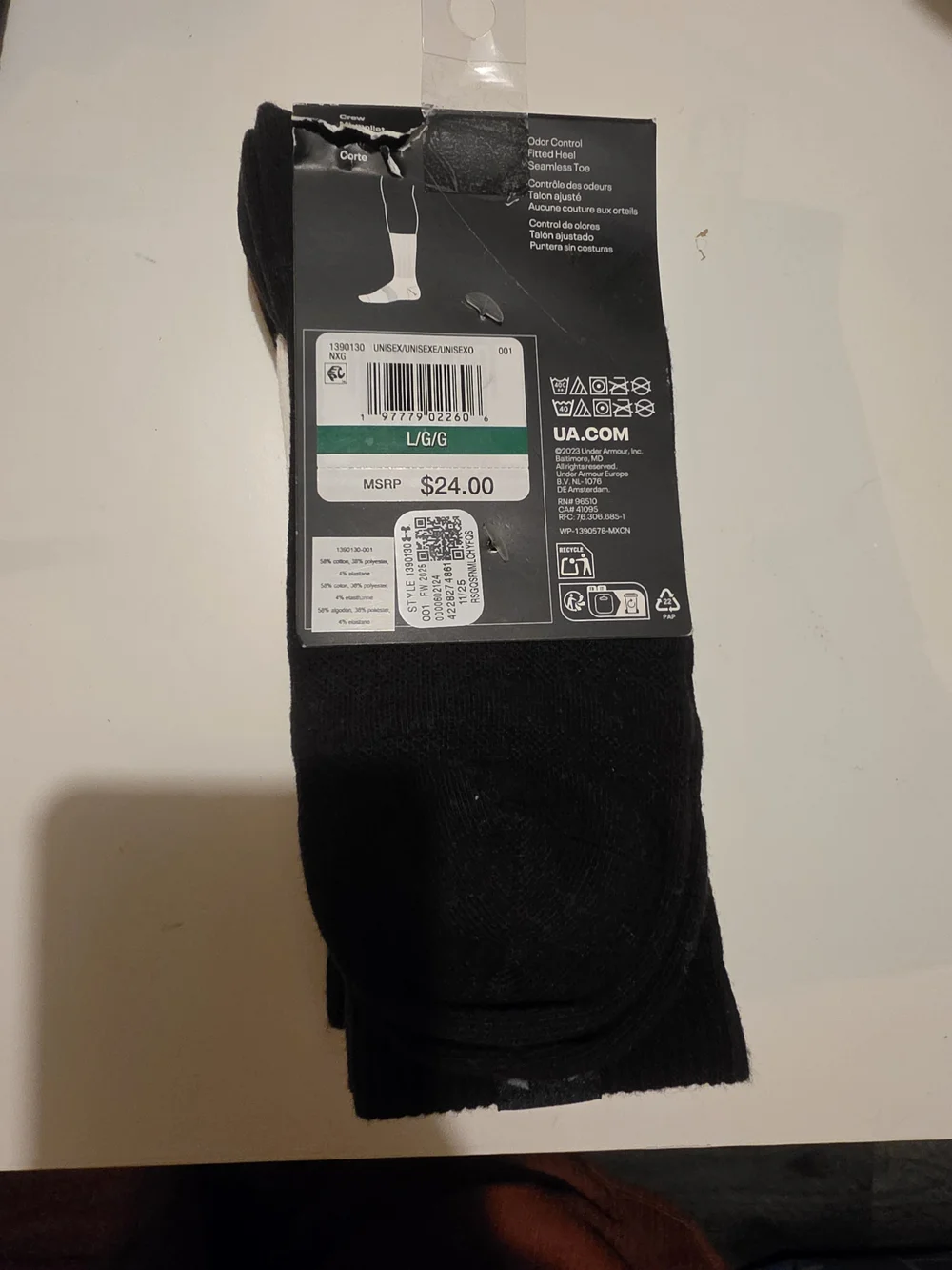 Under Armour Men’s 3-Pack Crew Socks - Black, Brown Tie-Dye & White